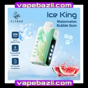 پاد یکبارمصرف ۳۰هزار پاف آدامس بادکنکی هندوانه الف بار | ELF BAR Ice King 30000 Puffs Watermelon  Bubblegum Disposable Vape